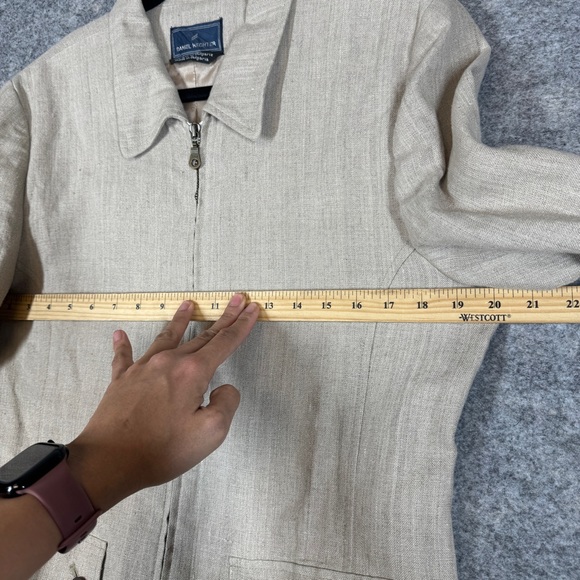 Vintage Daniel Hechter Beige Linen Blend Zip Jacket Size 10  Contemporary Luxury - Picture 8 of 16